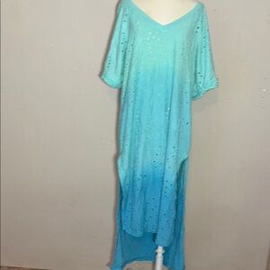 Free people ombré Eyelet Maxi shirt Dress